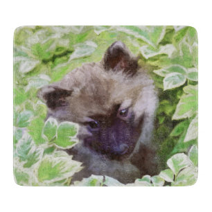 Planche À Découper Keeshond Puppy in the Garden Peinture Art original