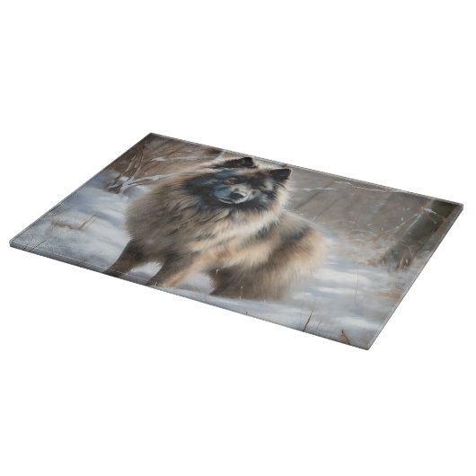 Planche À Découper Keeshond Qu'Il Neige Noël (Coin)