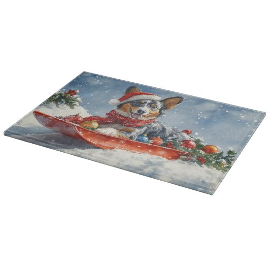 Planche À Découper Kelpie australienne dans Sledge laissez-le neiger  (Coin)