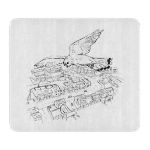 Planche À Découper Kestrel sur la ville photo / croquis