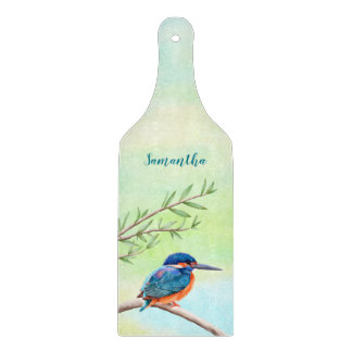 Planche À Découper Kingfisher Aquarelle Bleu Orange Oiseau