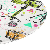 Planche À Découper Kit Tambour : Aquarelle Memphis Retro. (Coin)