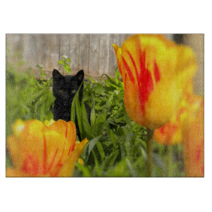 Planche À Découper Kitten dans la Tulips Glass Cutting Board