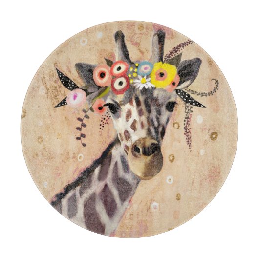 Planche À Découper Klimt Giraffe | Couronne De Fleurs (Devant)
