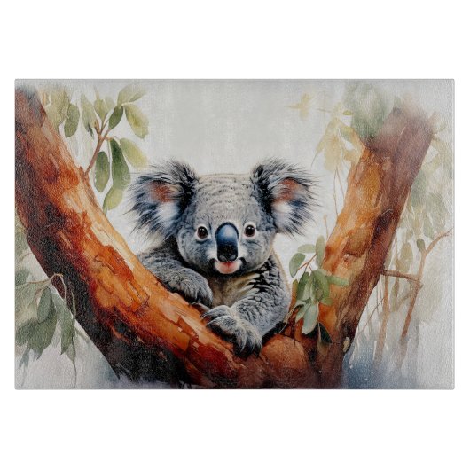 Planche À Découper Koala assis dans un eucalyptus (Devant)