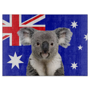 Planche À Découper Koala avec fond de drapeau australien