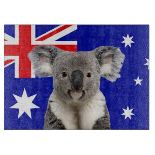 Planche À Découper Koala avec fond de drapeau australien