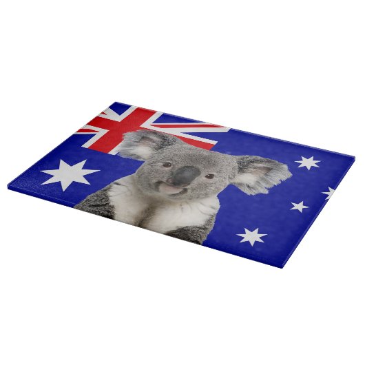 Planche À Découper Koala avec l'Arrière - plan du drapeau australien (Coin)