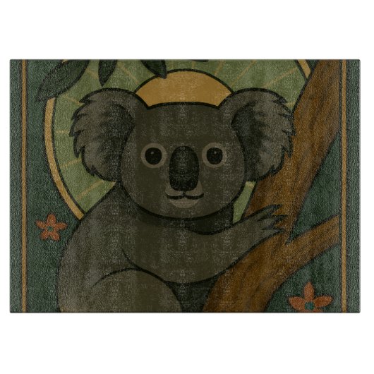 Planche À Découper Koala ornemental en Mandala botanique (Devant)