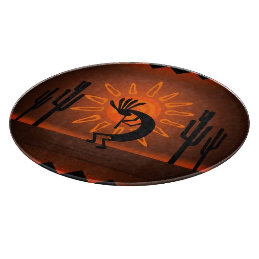 Planche À Découper Kokopelli Sun Bronzed Sunset Desert 12" rond (Coin)