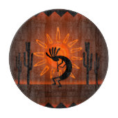 Planche À Découper Kokopelli Sun Bronzed Sunset Desert 12" rond (Devant)