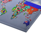 Planche À Découper La carte du monde avec leurs drapeaux (Coin)