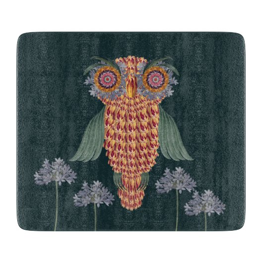 Planche À Découper La chouette de sagesse et de fleurs (Devant)