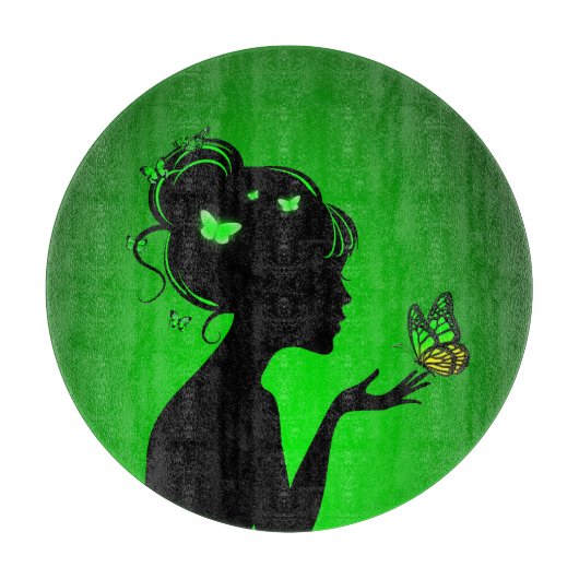 Planche À Découper La femme papillons verts (Devant)