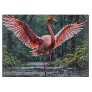 Planche À Découper La grâce en vol : Le Flamant rose rose