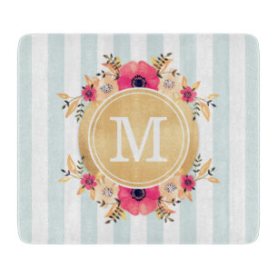 Planche À Découper La menthe barre le monogramme d'or de Faux de