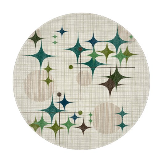 Planche À Découper La moitié du siècle Starbursts moderne et globes (Devant)