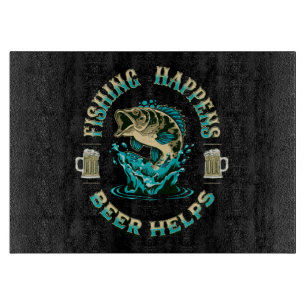 Planche À Découper La Pêche Arrive. La bière aide !