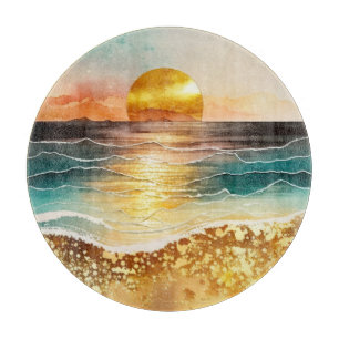 Planche À Découper La série de plage à l'aquarelle Design 3