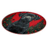 Planche À Découper Labrador noir de Noël avec des arbres de fête (Coin)