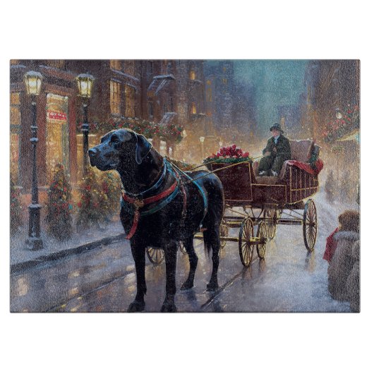 Planche À Découper Labrador noir Saison festive de Noël (Devant)