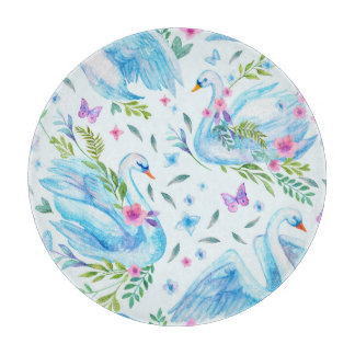 Planche À Découper Lac de cygne, aquarelle mignonne motif sans coutur