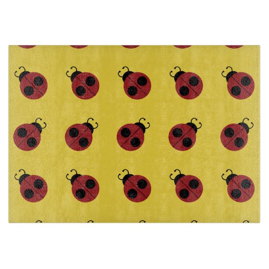 Planche À Découper Ladybug 60s rétro cool rouge jaune (Devant)