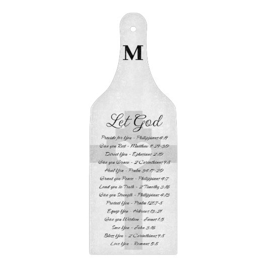 Planche À Découper Laissez Dieu monogramme d'inspiration scripturaire (Devant)