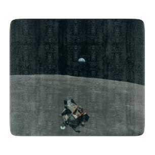Planche À Découper Lander lunaire Apollo et lever de terre sur la lun