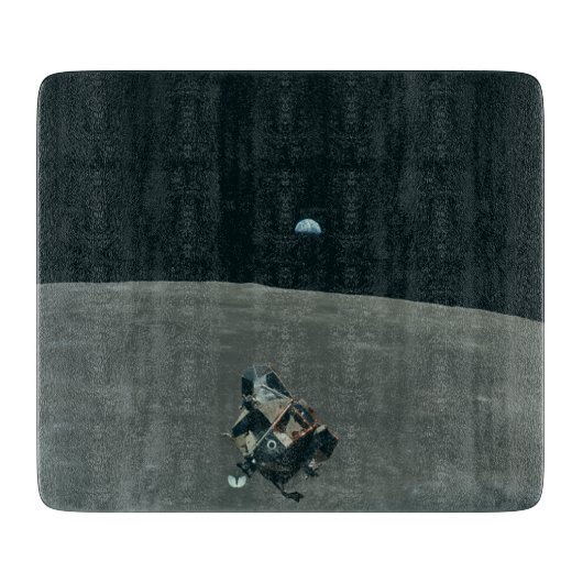 Planche À Découper Lander lunaire Apollo et lever de terre sur la lun (Devant)