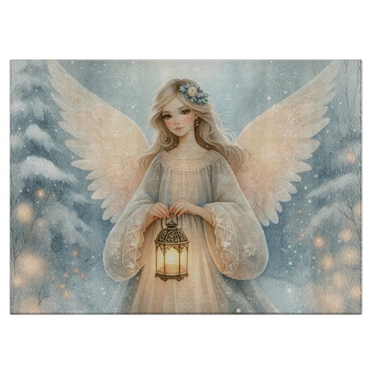 Planche À Découper Lanterne céleste d'ange d'hiver de grâce (Devant)
