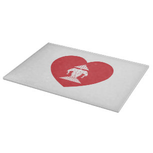 Planche À Découper Laotian Erawan 3 Tête Elephant Coeur Drapeau