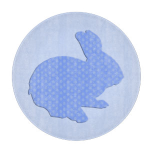 Planche À Découper Lapin de Pâques silhouette aux pois bleus coupe bo