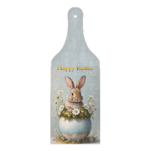 Planche À Découper Lapin de Pâques vintage avec des marguerites