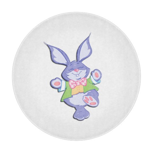 Planche À Découper Lapin de Pâques violet dansant (Devant)