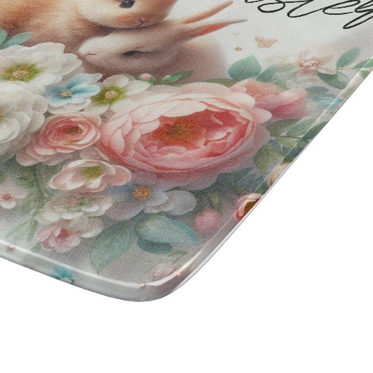 Planche À Découper Lapins de Pâques, oeufs et fleurs (Coin)