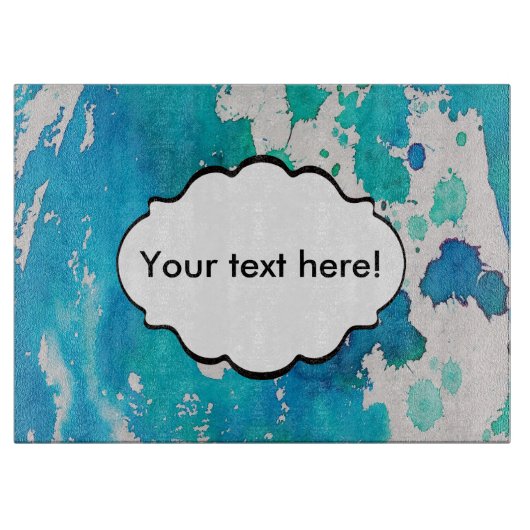 Planche À Découper L'aquarelle blanche bleue éclabousse (Devant)