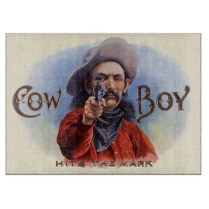 Planche À Découper L'art de l'étiquette de cigare vintage, Cowboy att