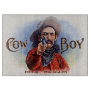 Planche À Découper L'art des étiquettes de cigare vintage, Cowboy att