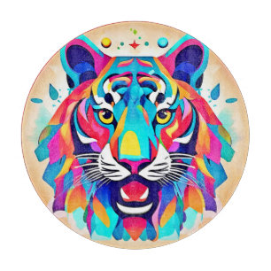 Planche À Découper L'art du visage de tigre coloré