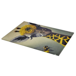 Planche À Découper L'art numérique fantaisiste de la girafe abeille