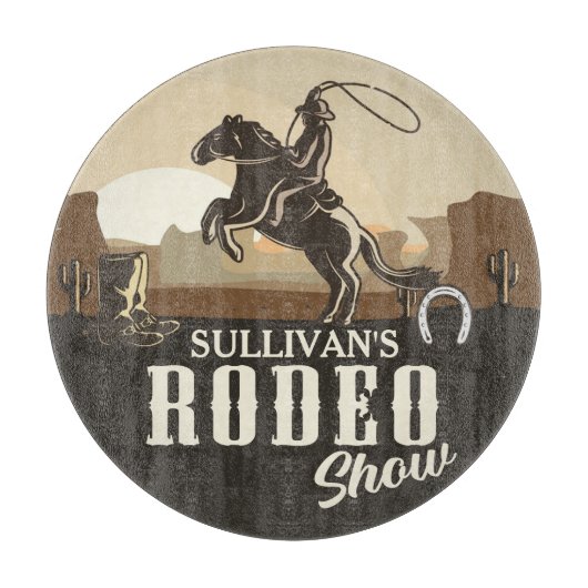 Planche À Découper Lasso Roping Roundup AJOUTER LE NOM Western Rodeo  (Devant)
