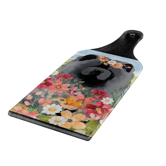 Planche À Découper LAVAGE EN noir clair - Chien de Chow bleu (Coin)
