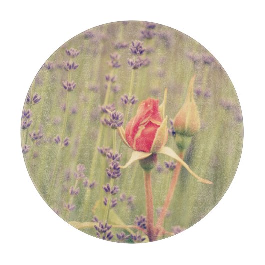 Planche À Découper Lavande et fleurs Roses (Devant)