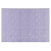 Planche À Découper Lavande Purple Script Moderne Fille Monogramme Nom (Devant)