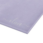 Planche À Découper Lavande Purple Script Moderne Fille Monogramme Nom (Coin)