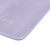 Planche À Découper Lavande Violet Moderne Écriture Féminine Monogramm (Coin)