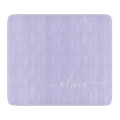 Planche À Découper Lavande Violet Moderne Écriture Féminine Monogramm (Devant)