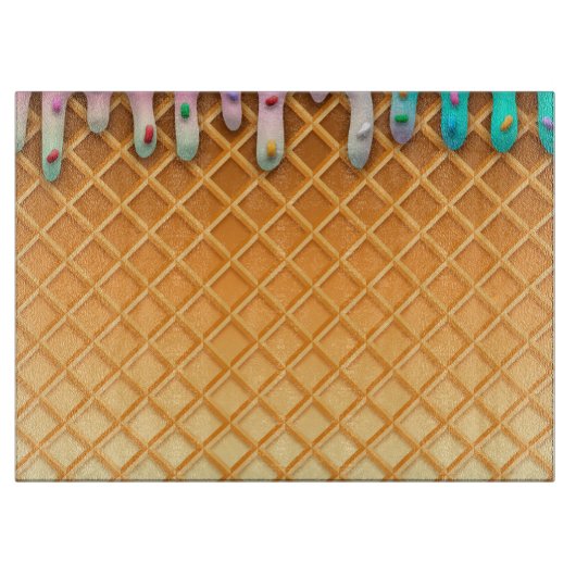 Planche À Découper Lavette de crème glacée rose cône avec arroses (Devant)