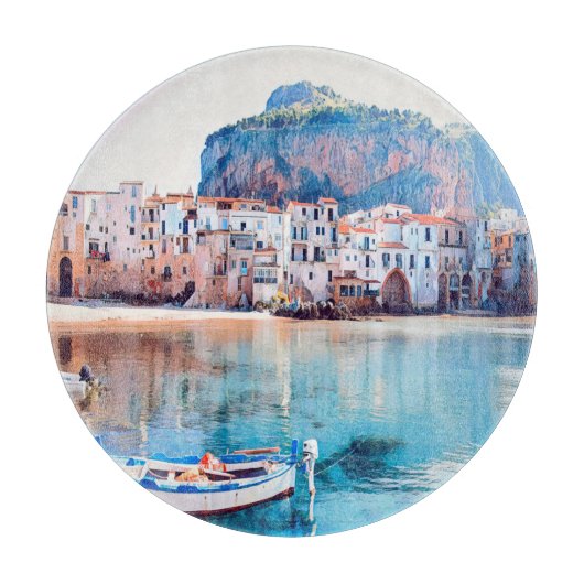 Planche À Découper ldp CEFALÙ - Sicile - plage - panorama (Devant)